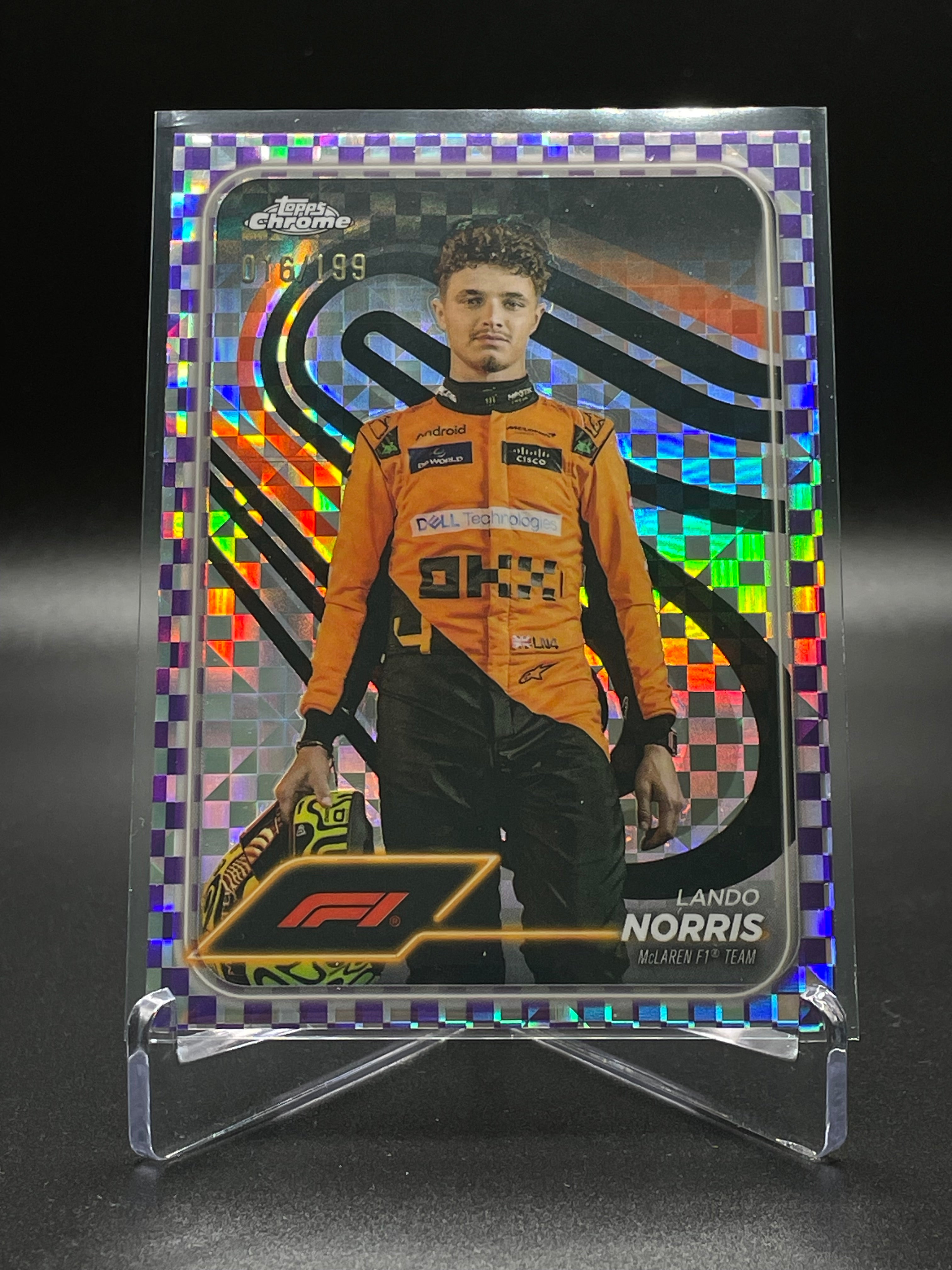 2024 Topps Chrome Formula 1 - Lando Norris #7,  Purple Checker Refractor /199