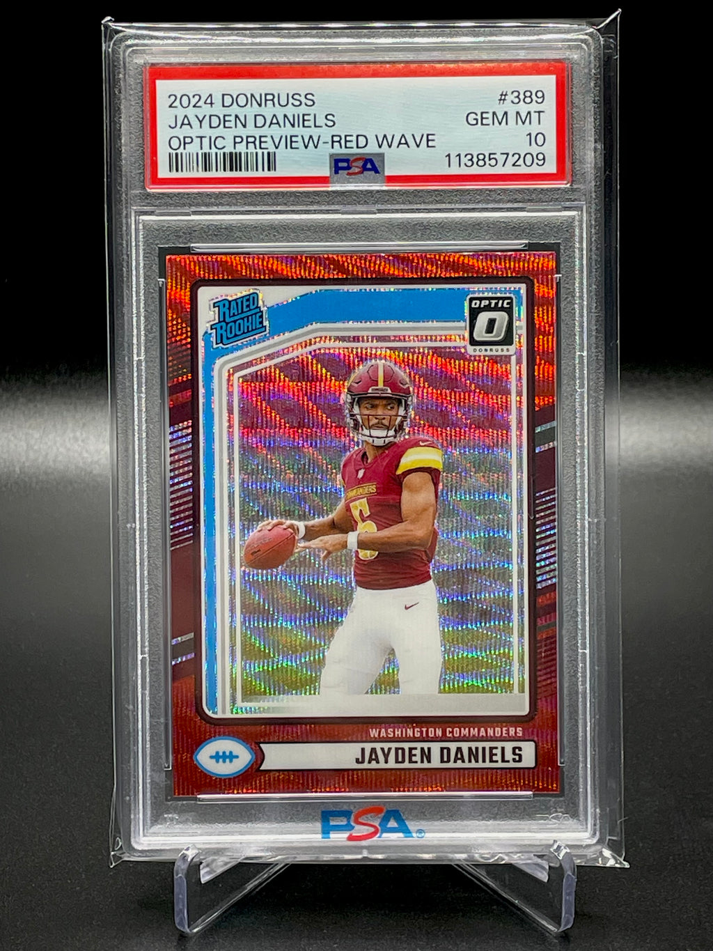 Jayden Daniels - 2024 Panini Donruss - Optic Preview Red Wave - PSA 10