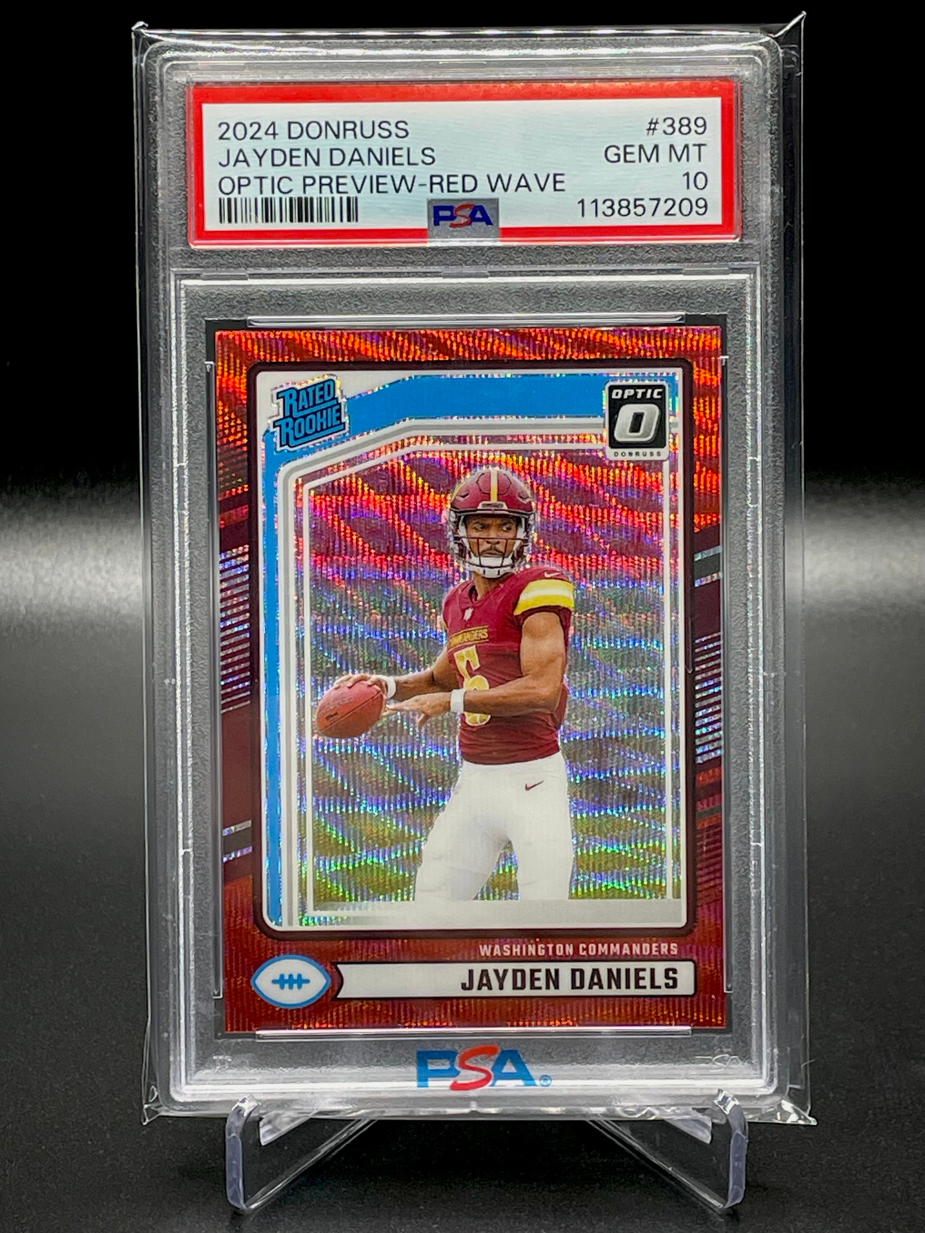 Jayden Daniels - 2024 Panini Donruss - Optic Preview Red Wave - PSA 10