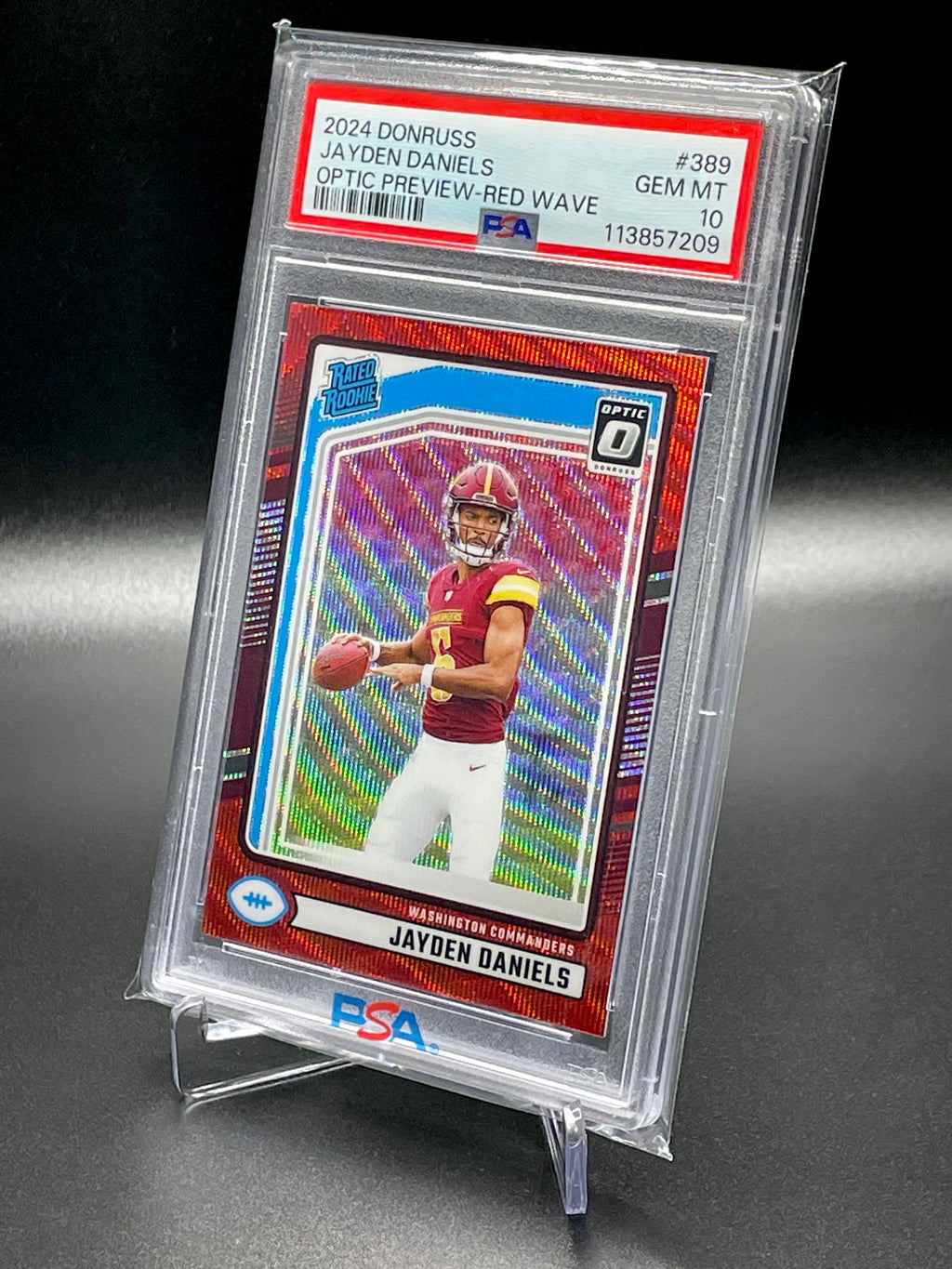 Jayden Daniels - 2024 Panini Donruss - Optic Preview Red Wave - PSA 10