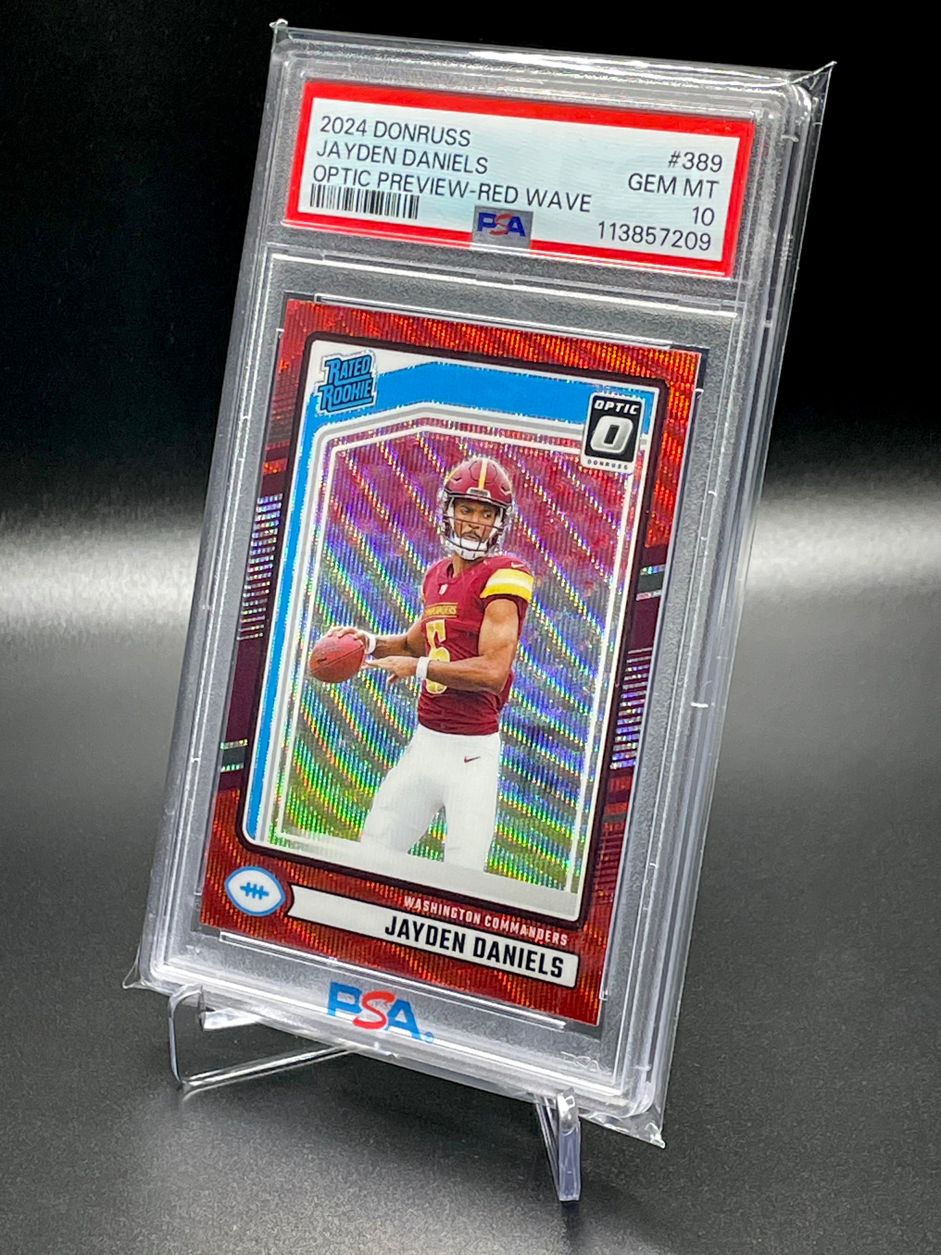 Jayden Daniels - 2024 Panini Donruss - Optic Preview Red Wave - PSA 10