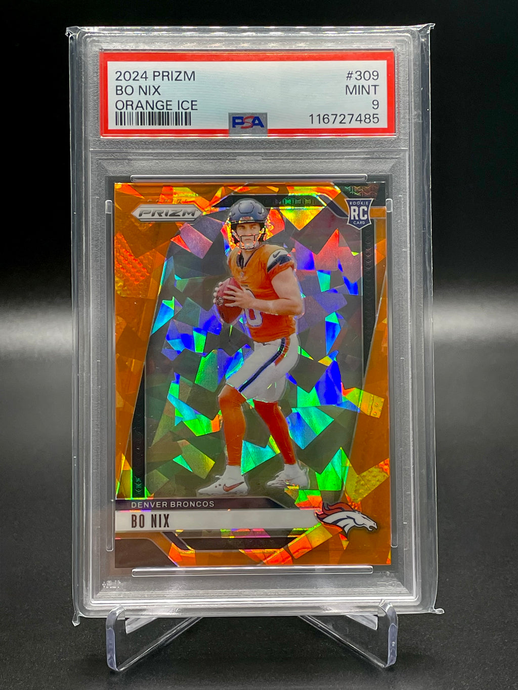 Bo Nix - 2024 Panini Prizm - Orange Ice - PSA 9