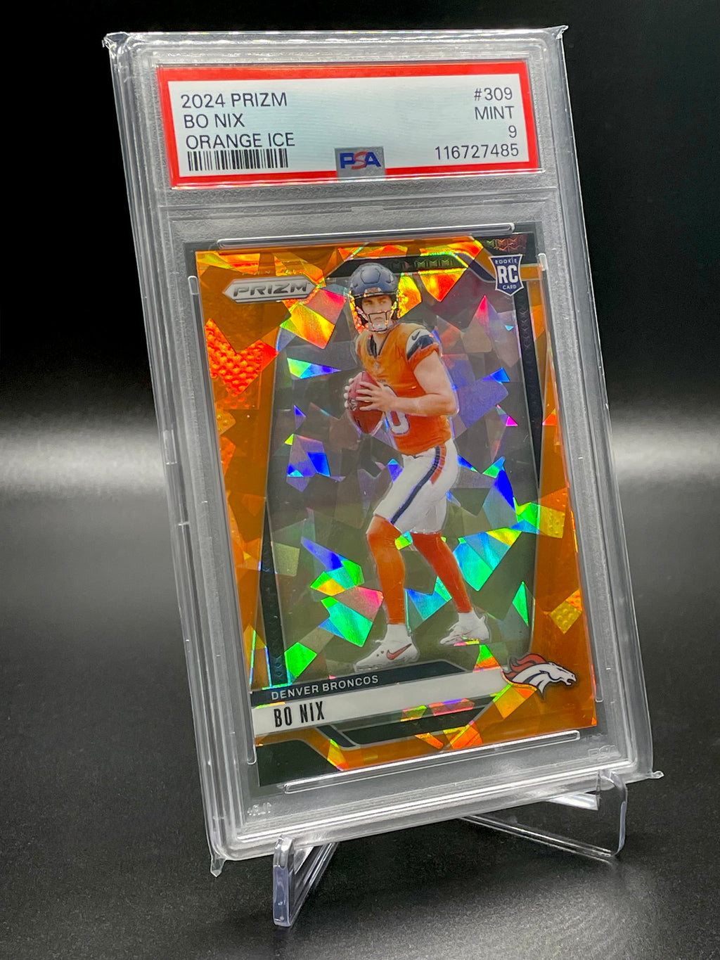 Bo Nix - 2024 Panini Prizm - Orange Ice - PSA 9