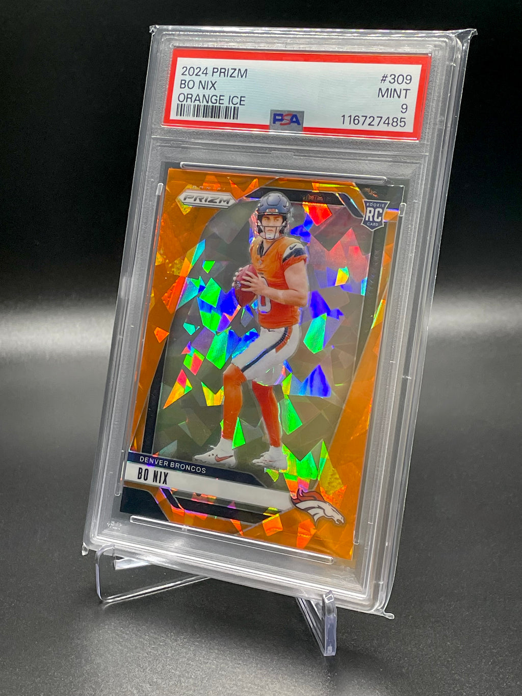 Bo Nix - 2024 Panini Prizm - Orange Ice - PSA 9