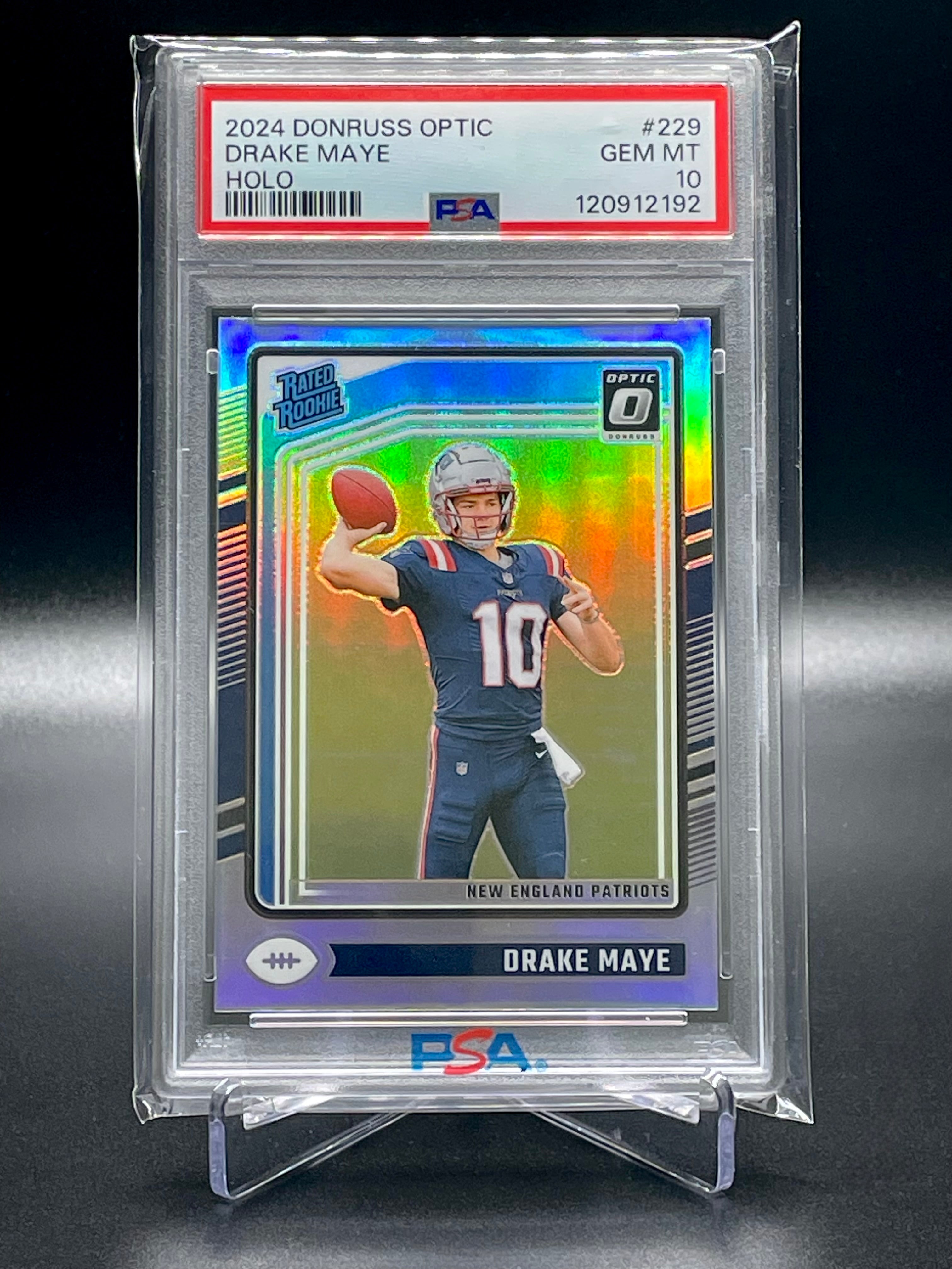 Drake Maye - 2024 Panini Donruss Optic - Holo - PSA 10