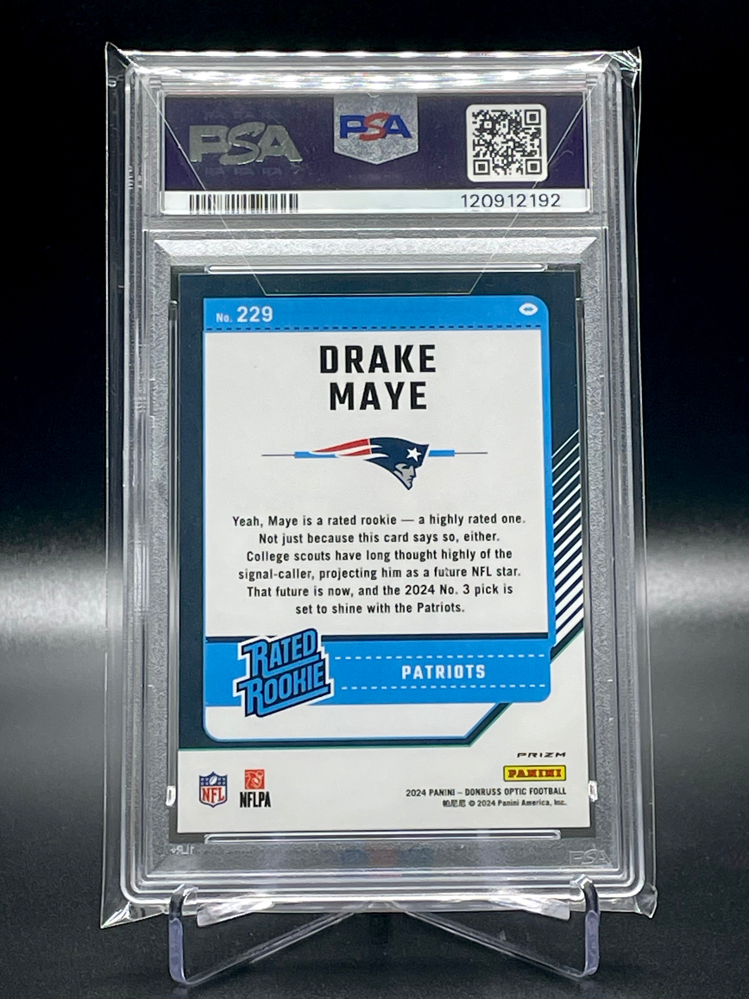 Drake Maye - 2024 Panini Donruss Optic - Holo - PSA 10