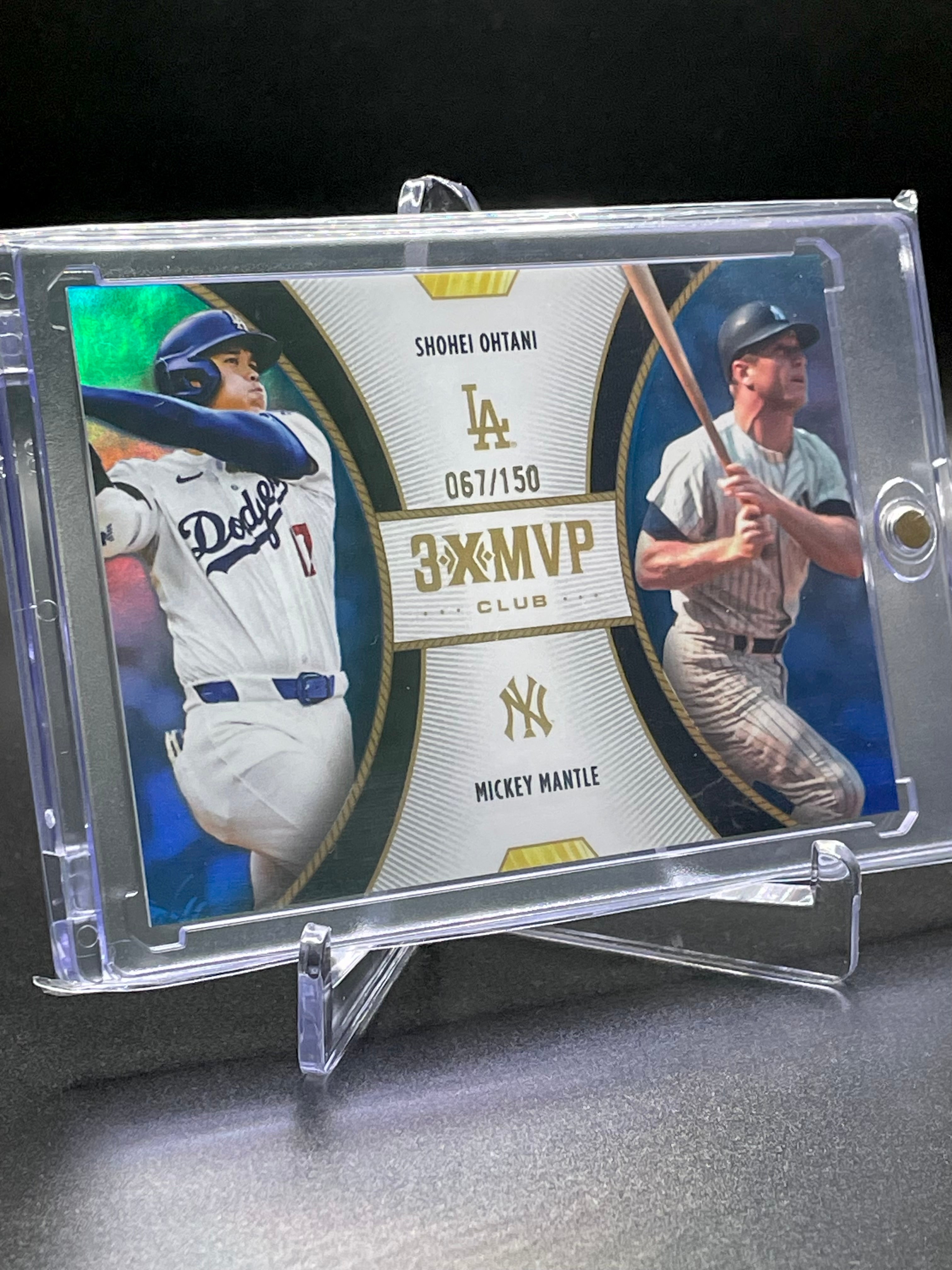 Shohei Ohtani / Mickey Mantle - 2025 Topps Welcome to the Club: 3xMVP - Blue Refractor /150