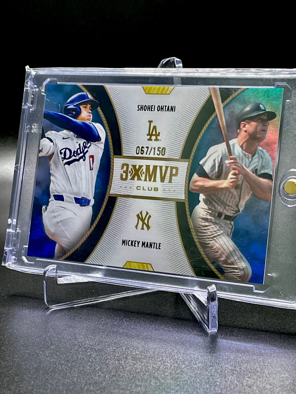 Shohei Ohtani / Mickey Mantle - 2025 Topps Welcome to the Club: 3xMVP - Blue Refractor /150