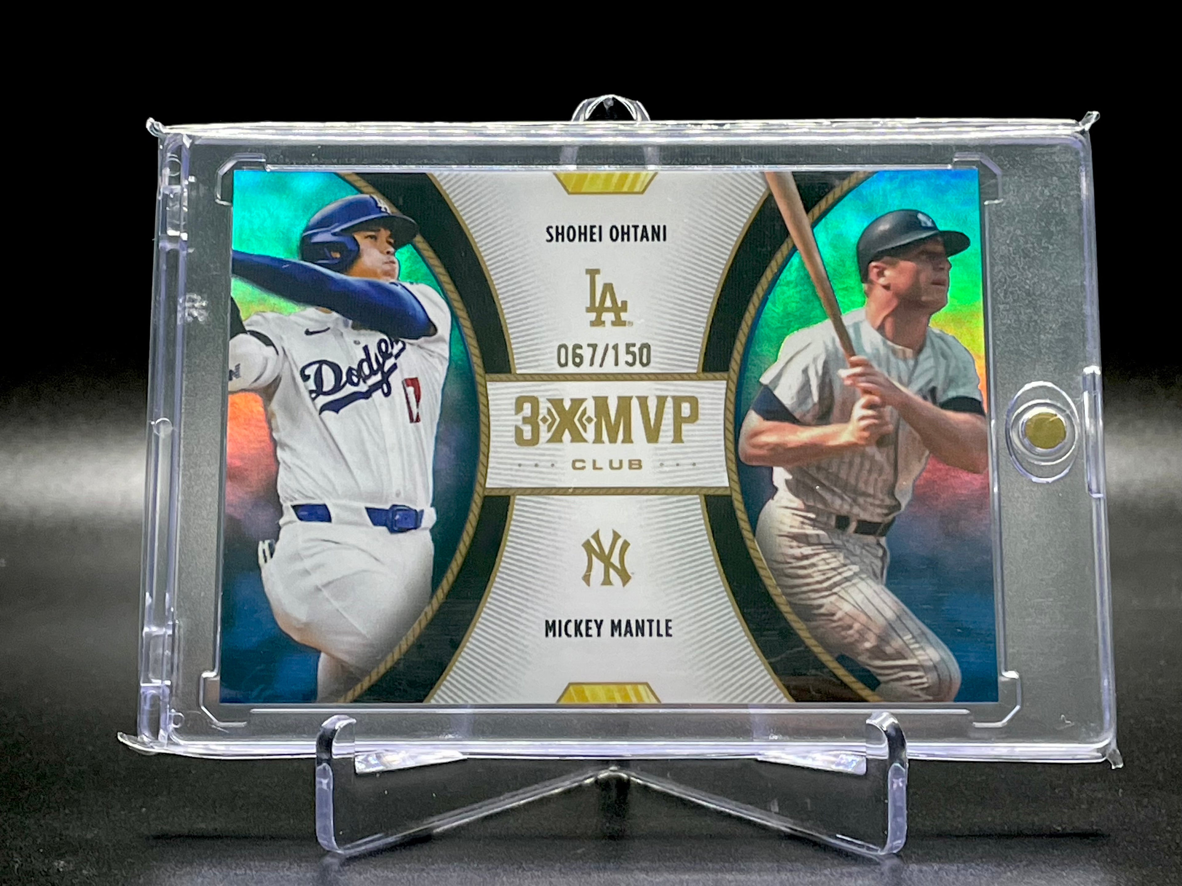 Shohei Ohtani / Mickey Mantle - 2025 Topps Welcome to the Club: 3xMVP - Blue Refractor /150