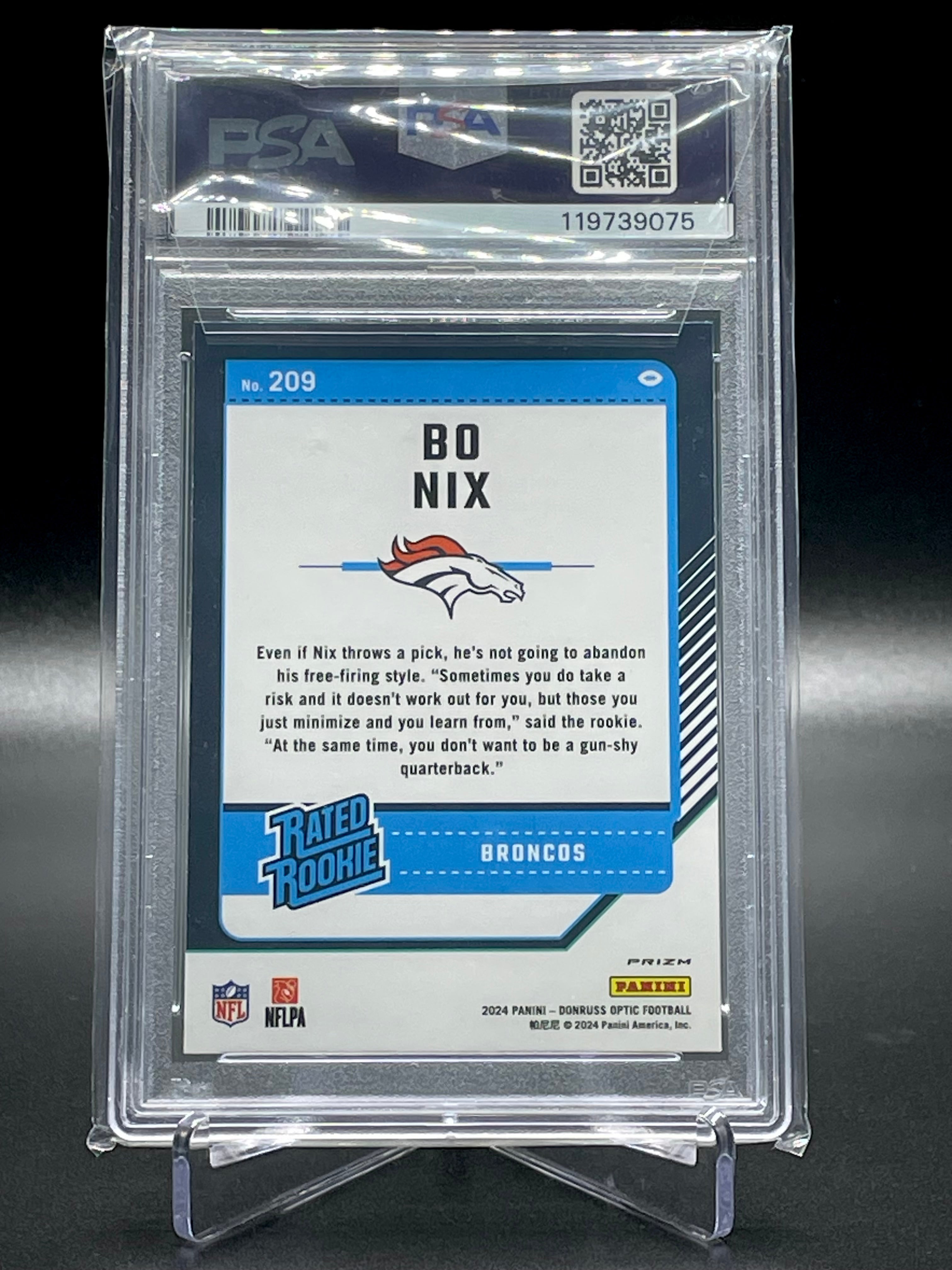 Bo Nix - 2024 Donruss Optic - Holo - PSA 10