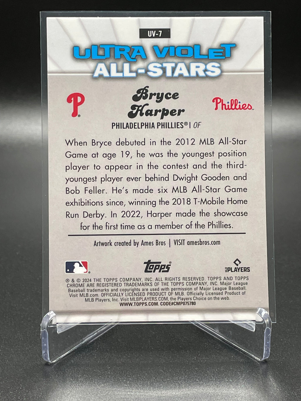 Bryce Harper - 2024 Topps Chrome - Ultra Violet All-Stars SSP