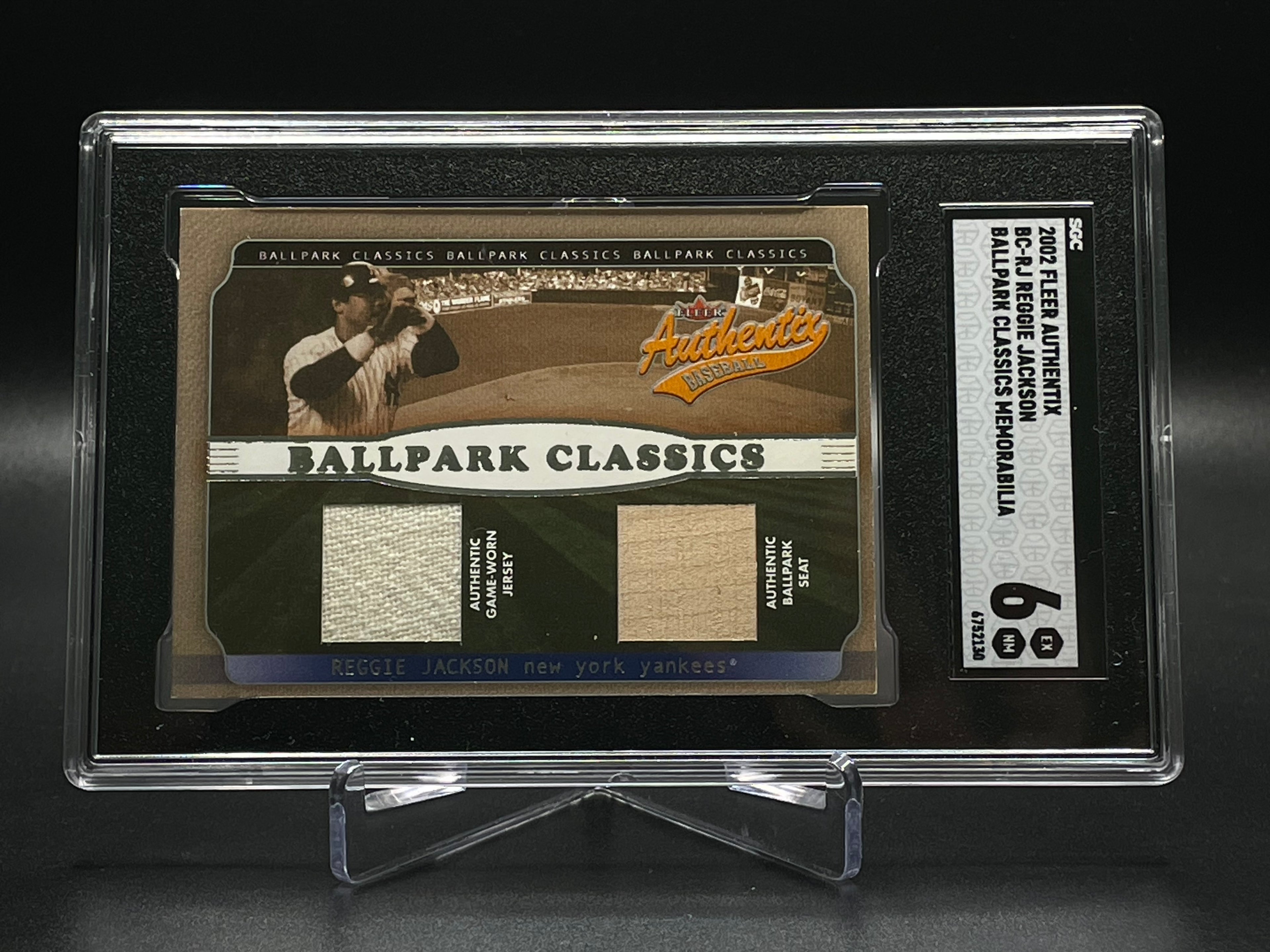 Reggie Jackson - 2002 Fleer Authentix - Ballpark Classics Memorabilia - SGC 6