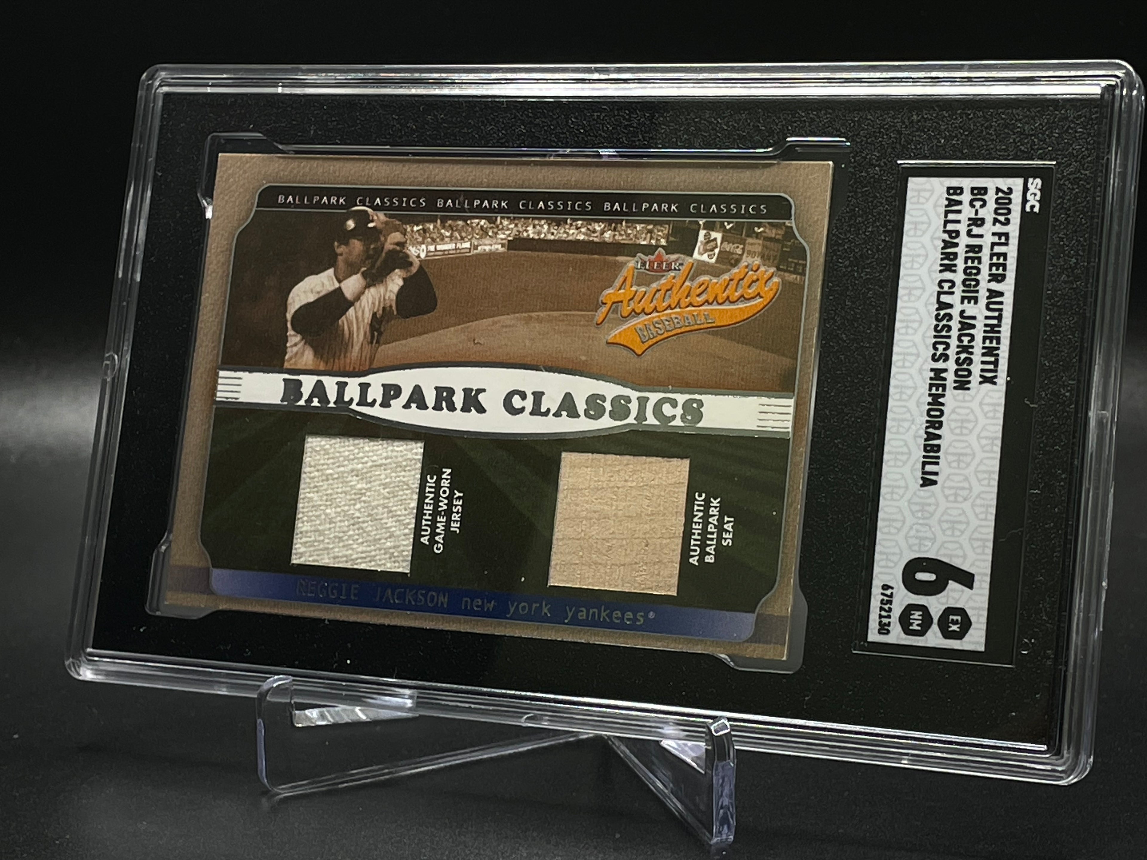 Reggie Jackson - 2002 Fleer Authentix - Ballpark Classics Memorabilia - SGC 6