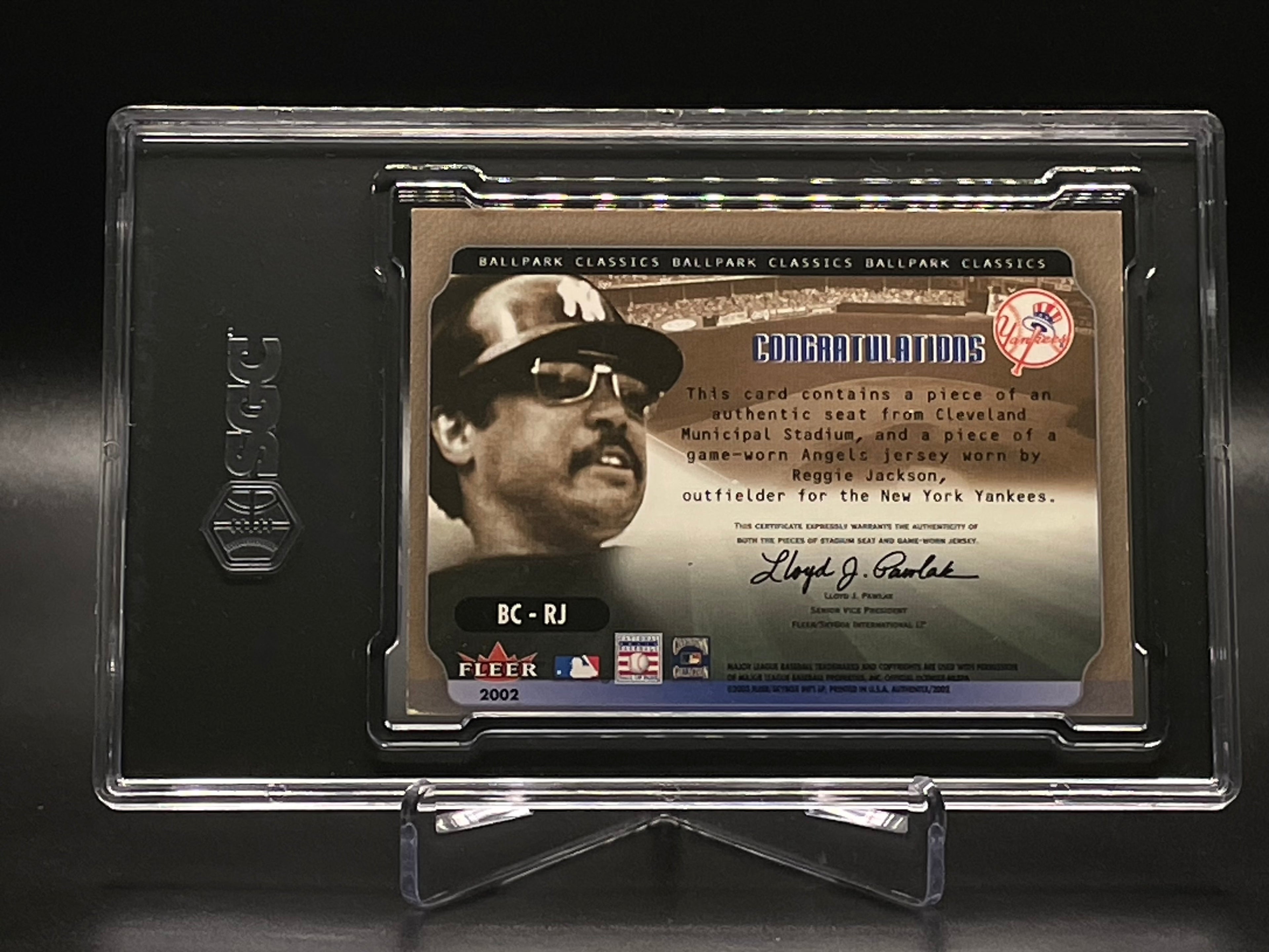 Reggie Jackson - 2002 Fleer Authentix - Ballpark Classics Memorabilia - SGC 6
